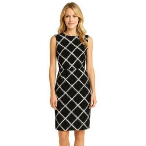 VINTAGE Tabak black white shift diamond design sleeveless